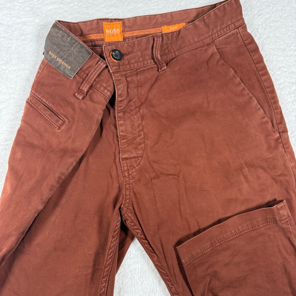 Hugo Boss Schino-Slim1-D Men 32/34 Brown Stretch Slim Fit Chino Pants 50248964